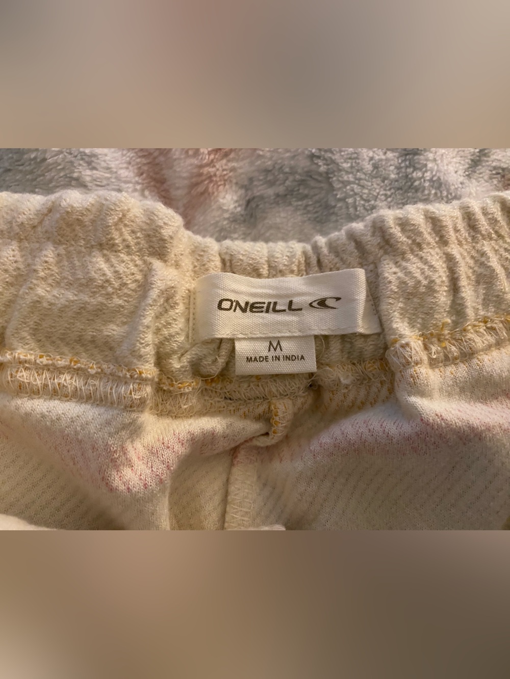 O'Neill Cream Striped Athletic Shorts with Green, Yellow & Pink Accents - Picture 2 of 3
